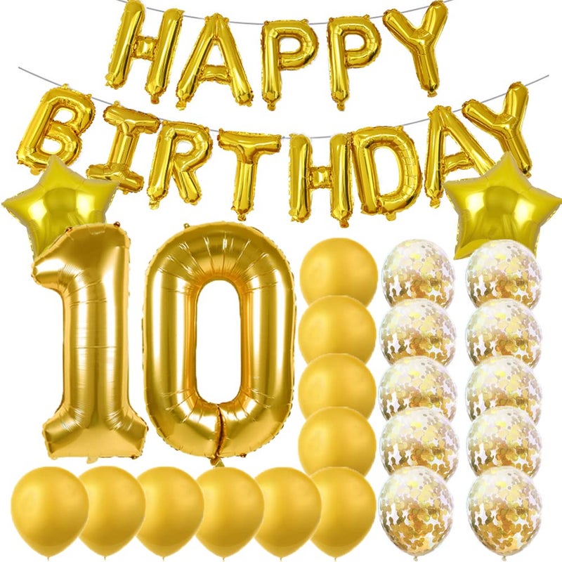 ZSNWGZ Sweet 10th Birthday Decorations Party Supplies,Gold Number 10 Balloons,10th Foil Mylar Balloons Latex Balloon Decoration,Great 10th Birthday for Girls,Women,Men,Photo Props - Image 1